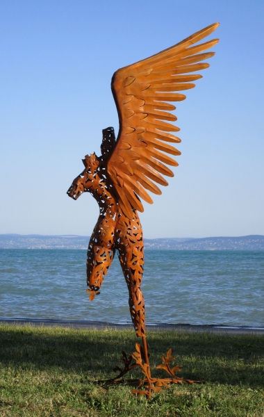 Park sculpture angel rusty iron